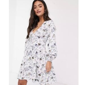 Asos Design Floral Long Sleeve Dress Size 0